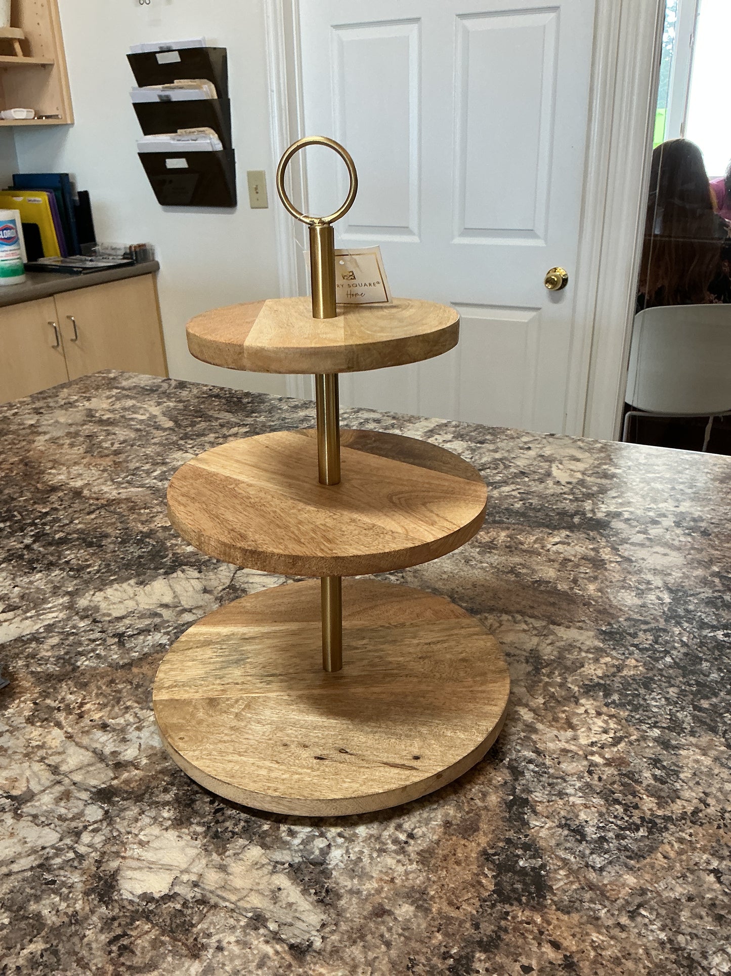 Wooden three tier tray