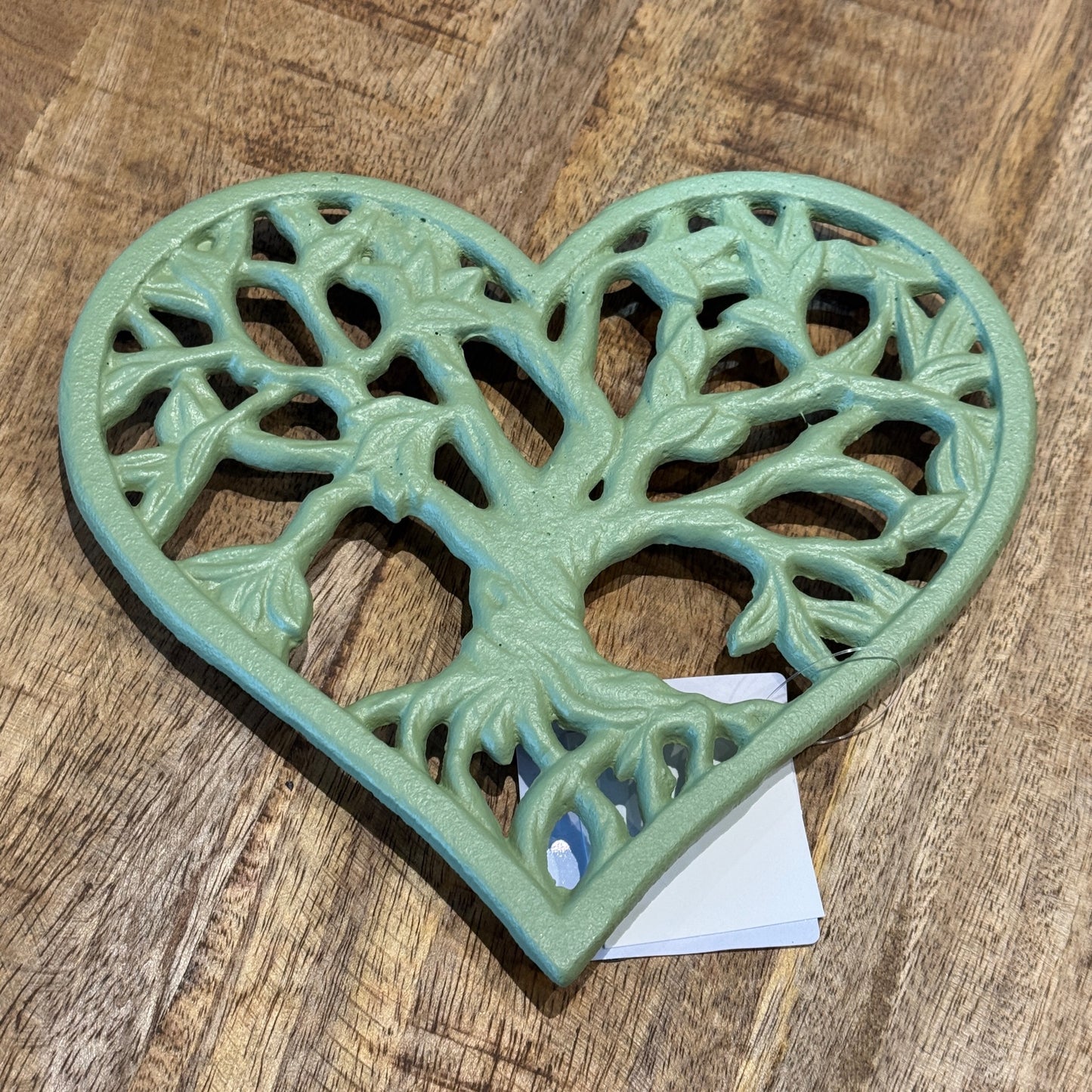 Green Heart formed trivet tree of life
