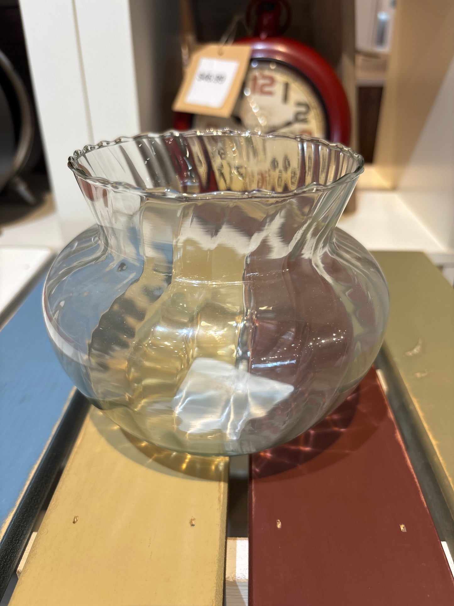 Clear Ribbed Glass Vase