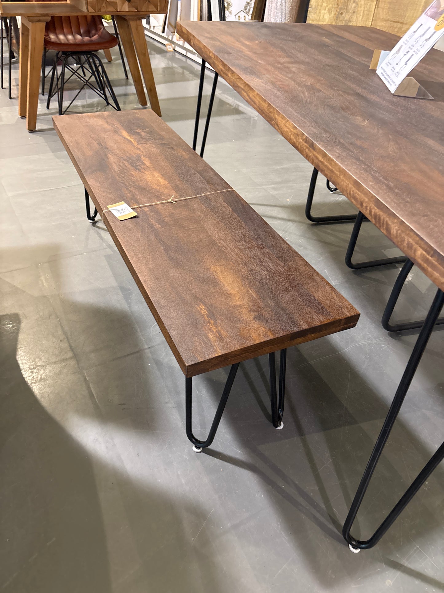 55 inch Ashlynn mango wood bench with hair pin legs