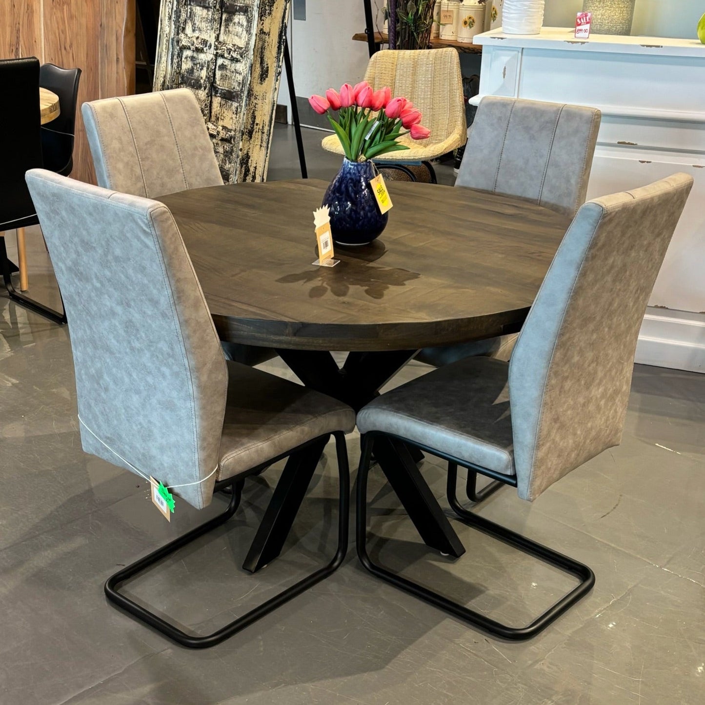 48 inch Solace Walnut 4 seater round mango wood table