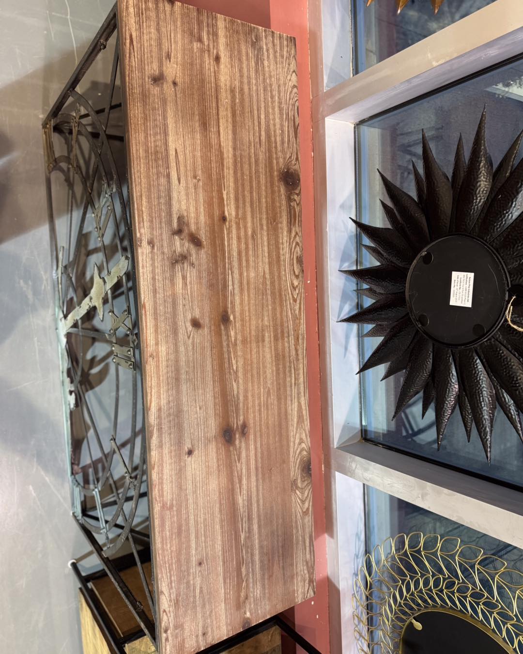 Wooden Metal Console Table Clock