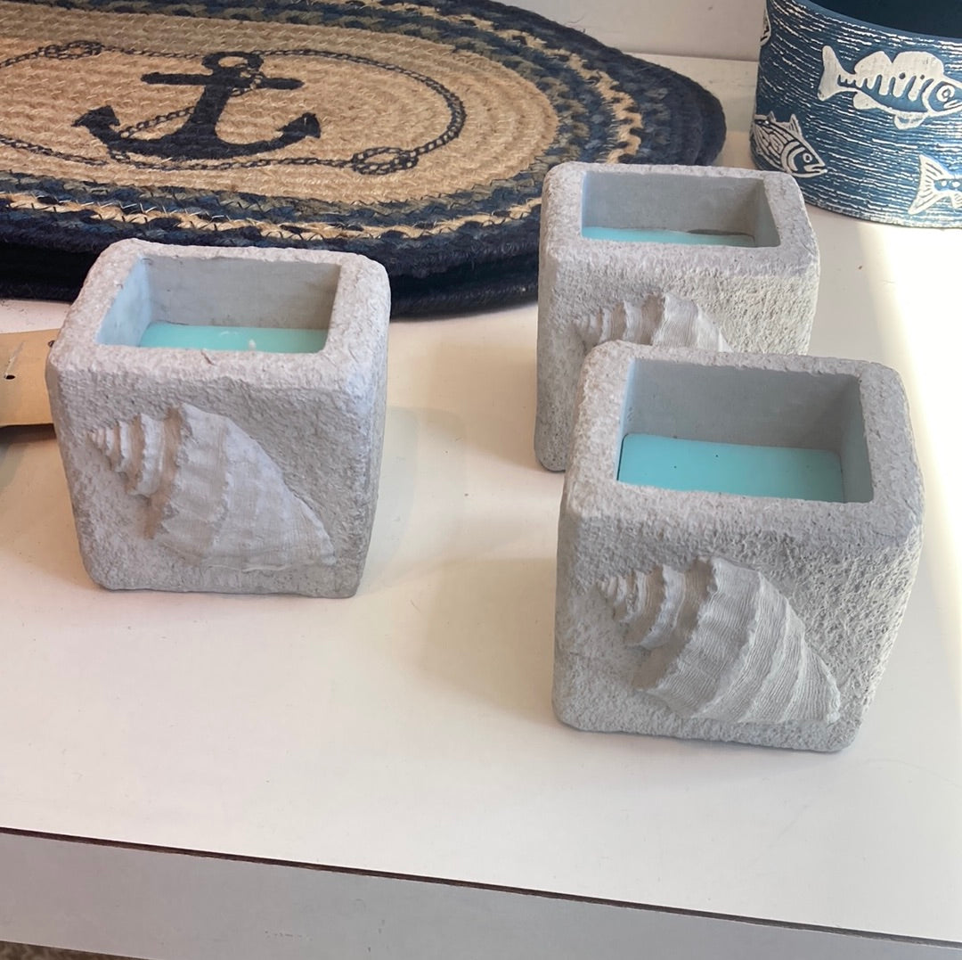 Seashell Conch design on decorative ciment candle