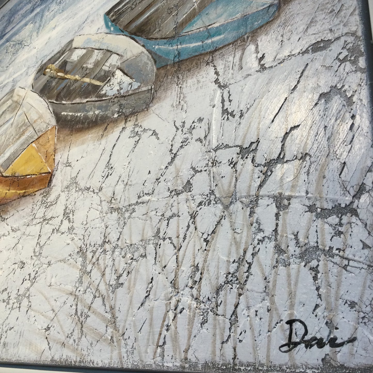 Framed Boats by Color Oil Painting