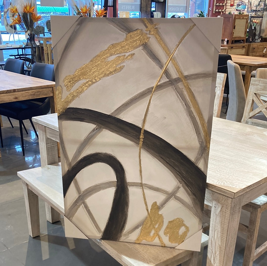 Golden Crisscross Abstract Painting