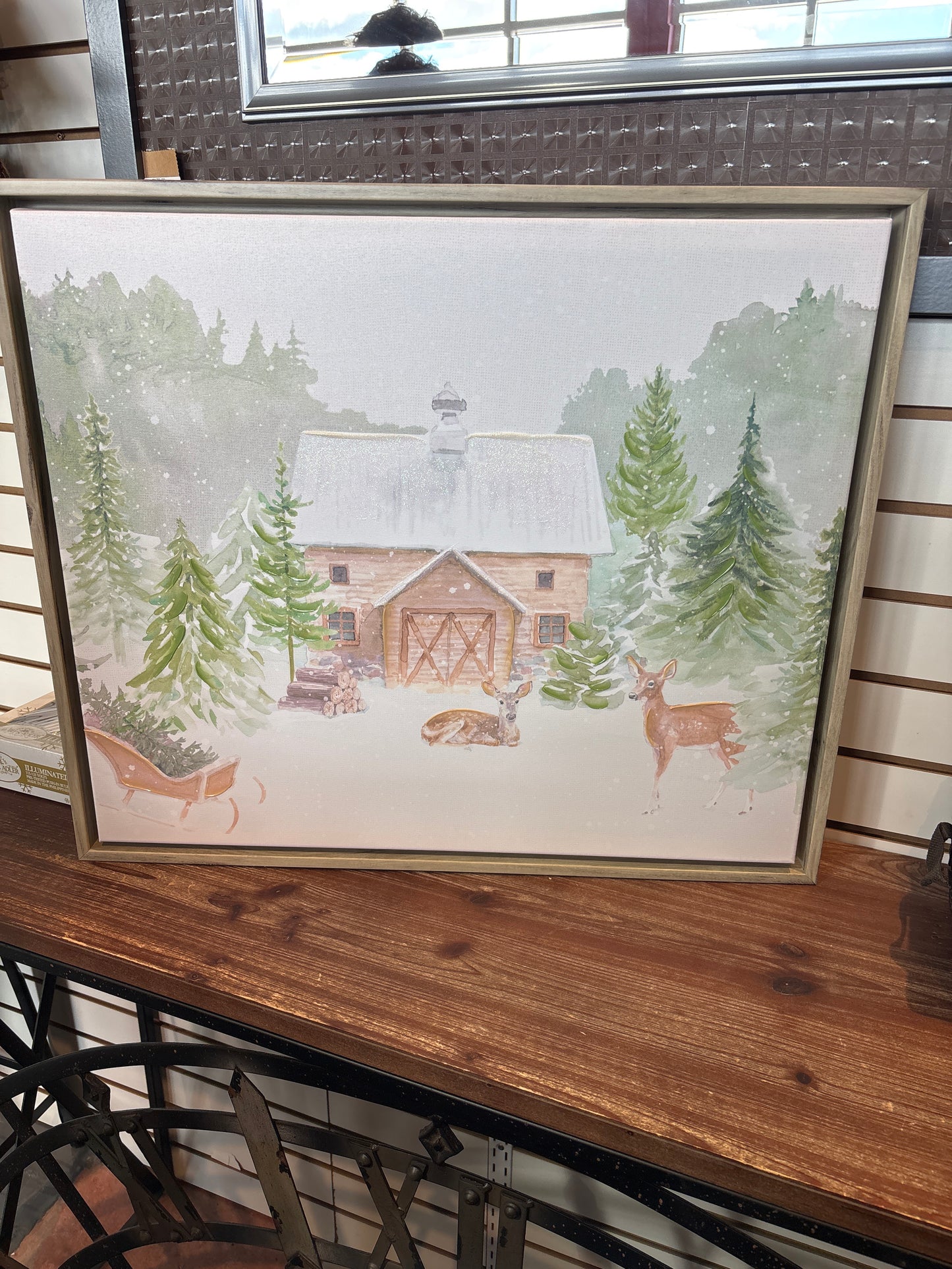 Snowy Farm W/Deer