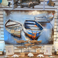 3 Abandoned Boats - 3-D Metal Painting