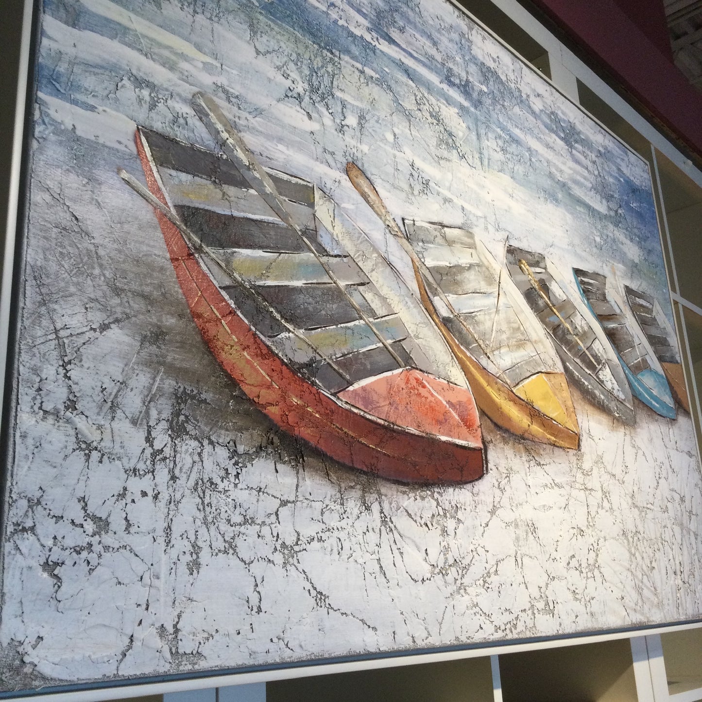 Framed Boats by Color Oil Painting