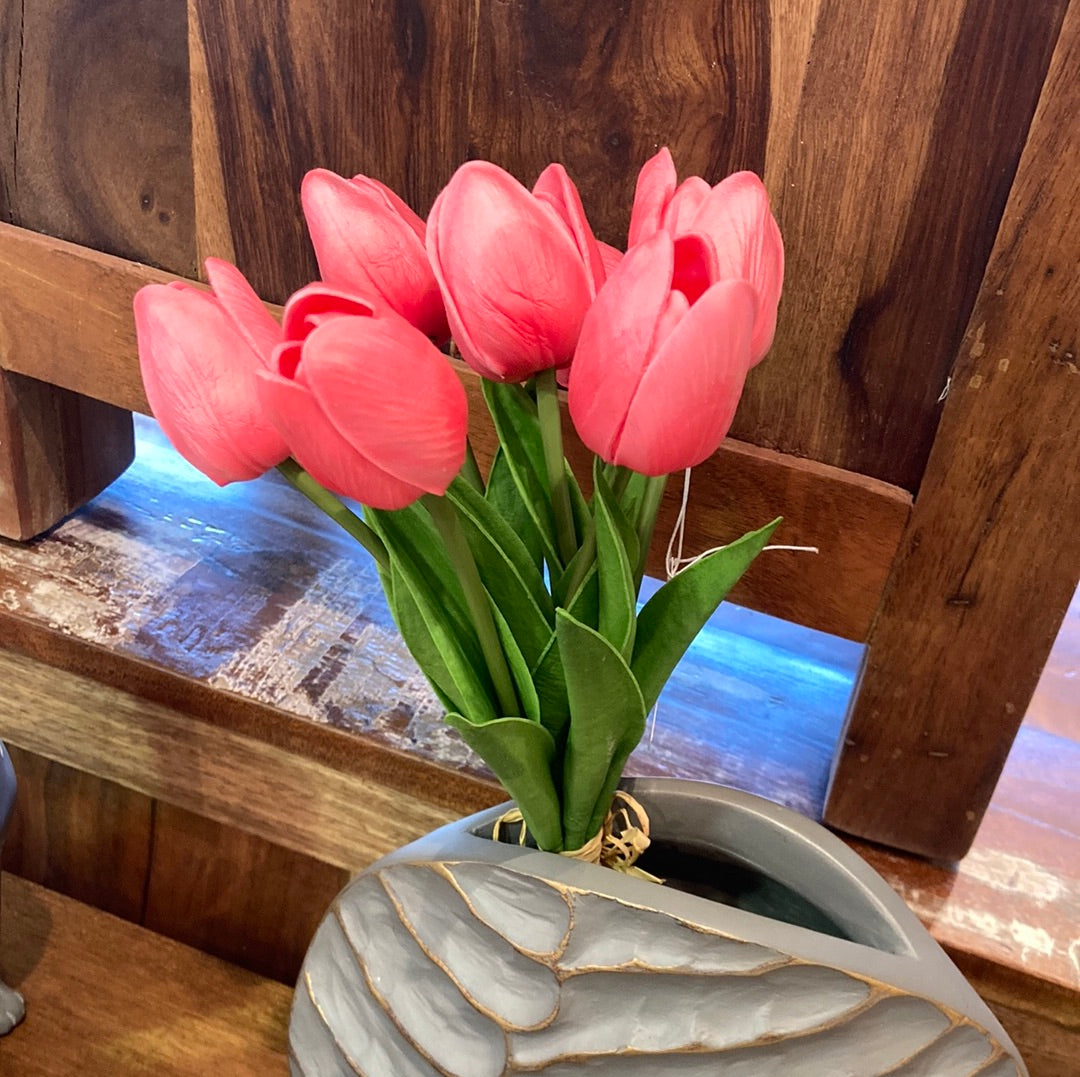 Artificial Bunch of 6 pink tulips