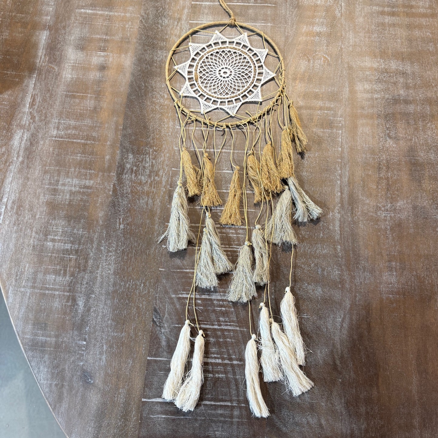 Dream catcher with pompoms