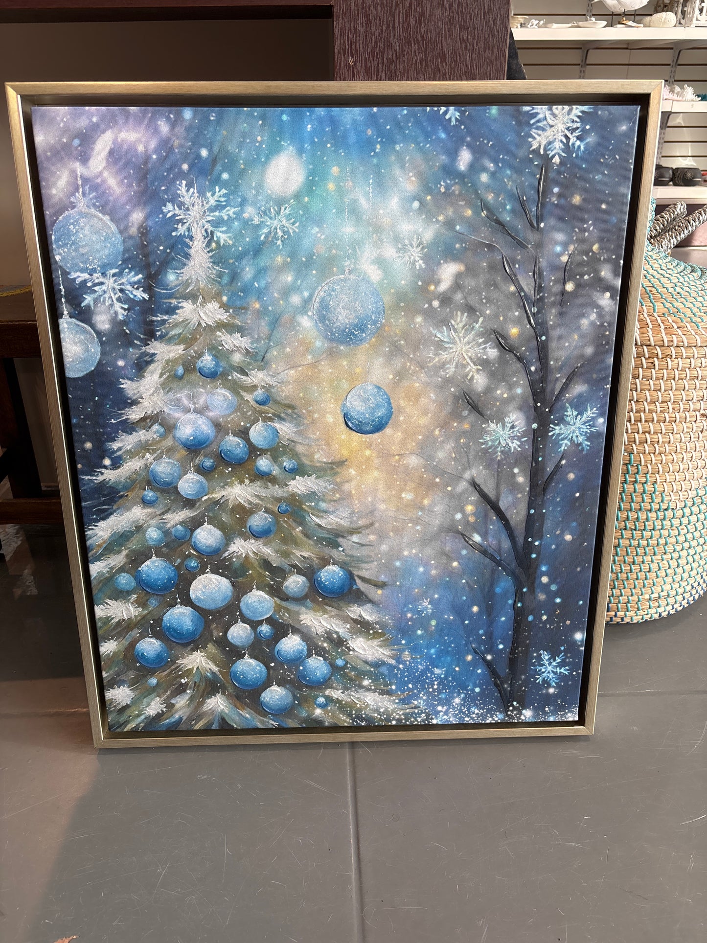 Christmas Tree with Blue Ornament