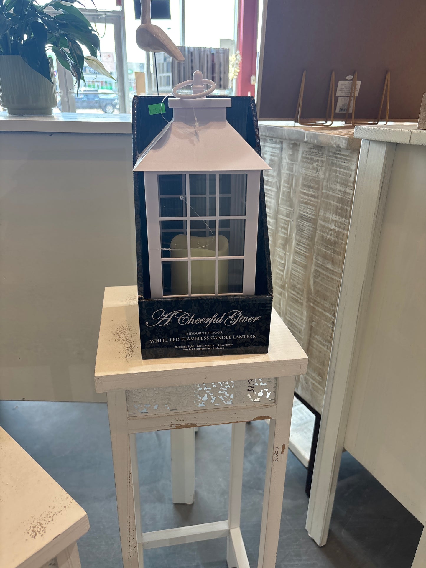 White Led Flame Less Candle Lantern