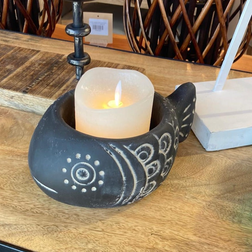 Funky fish ciment vase bowl