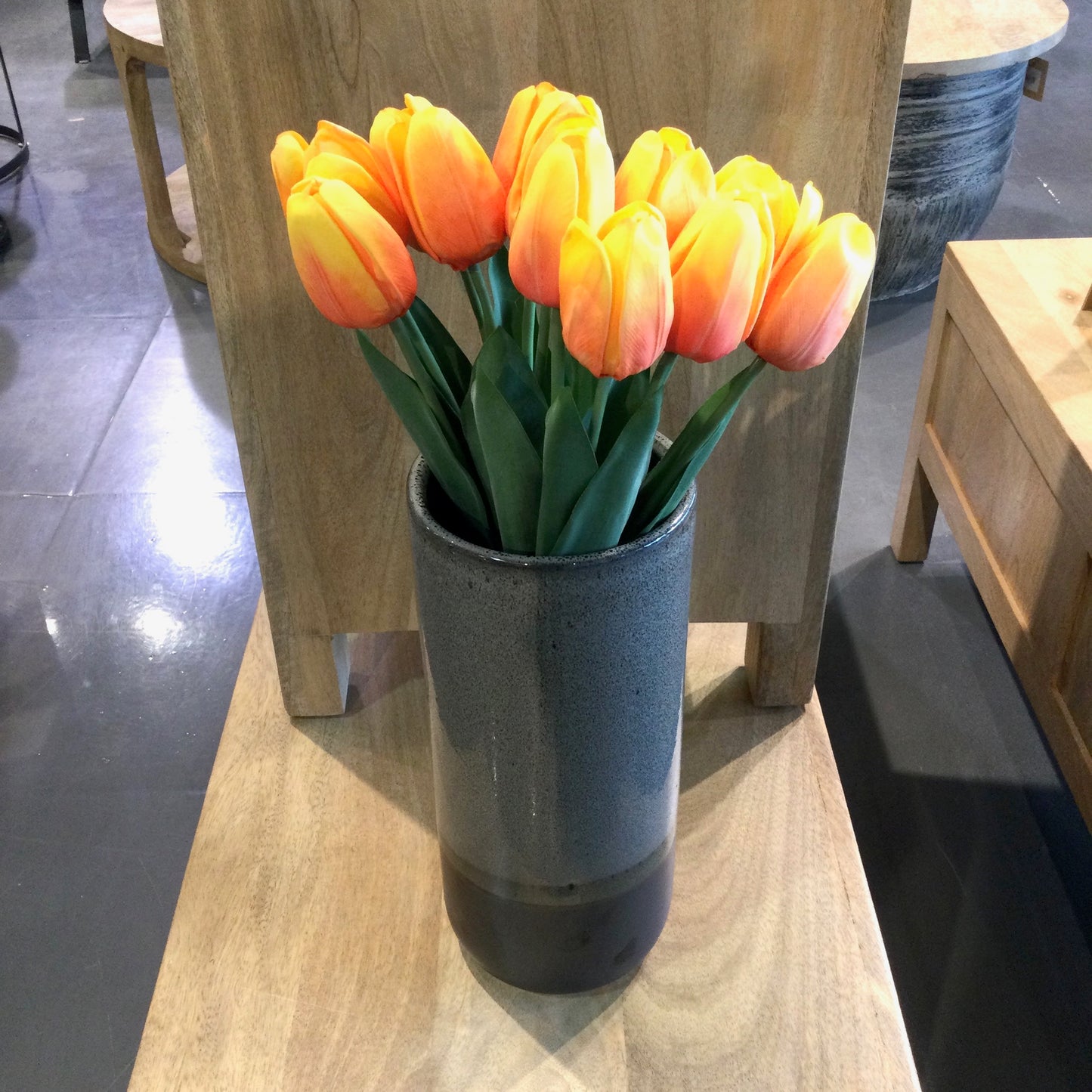 Tolo Two Tone Glaze Ceramic Vase - Grey