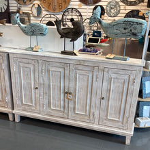 Load image into Gallery viewer, Waves 4 door Distressed white wash sideboard

