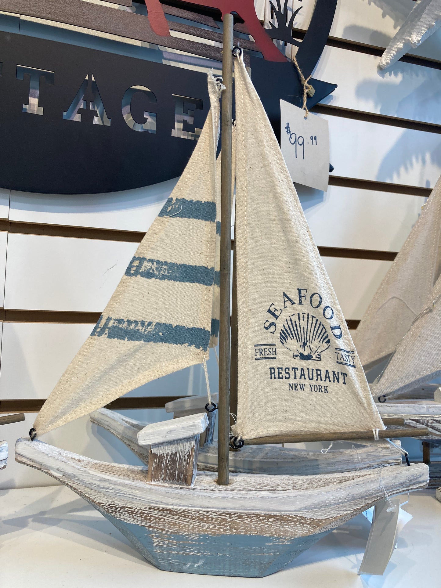 Decorative Sailboat with Blue Restaurant