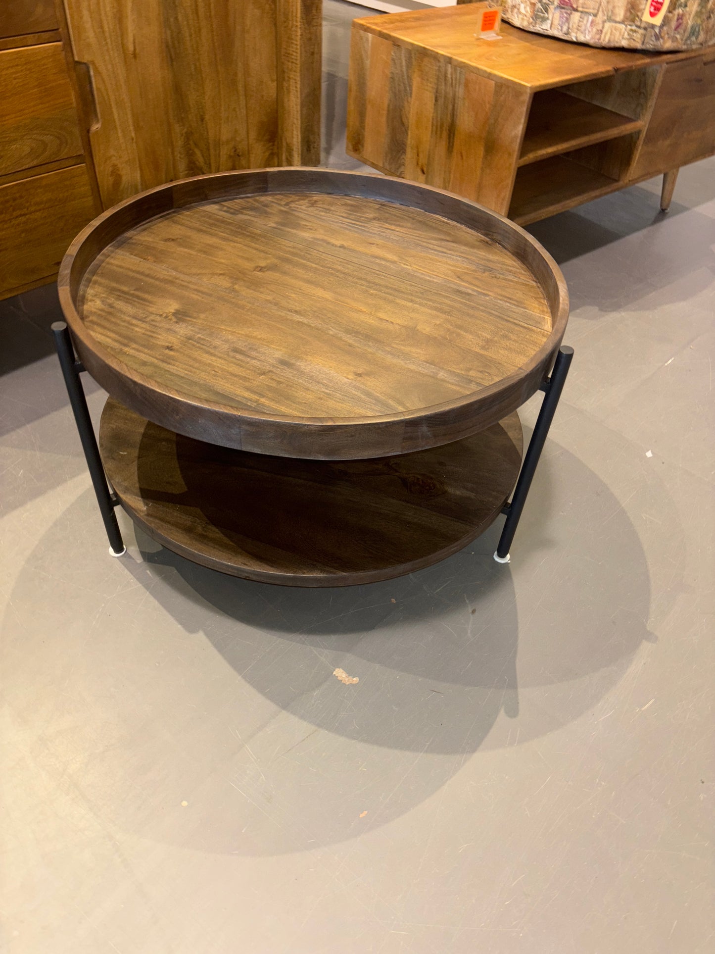 PAVIA - Round Acacia Wood Coffee Table