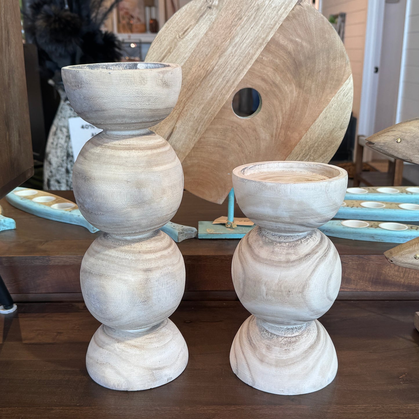 Wood Round Candle Holder Medium