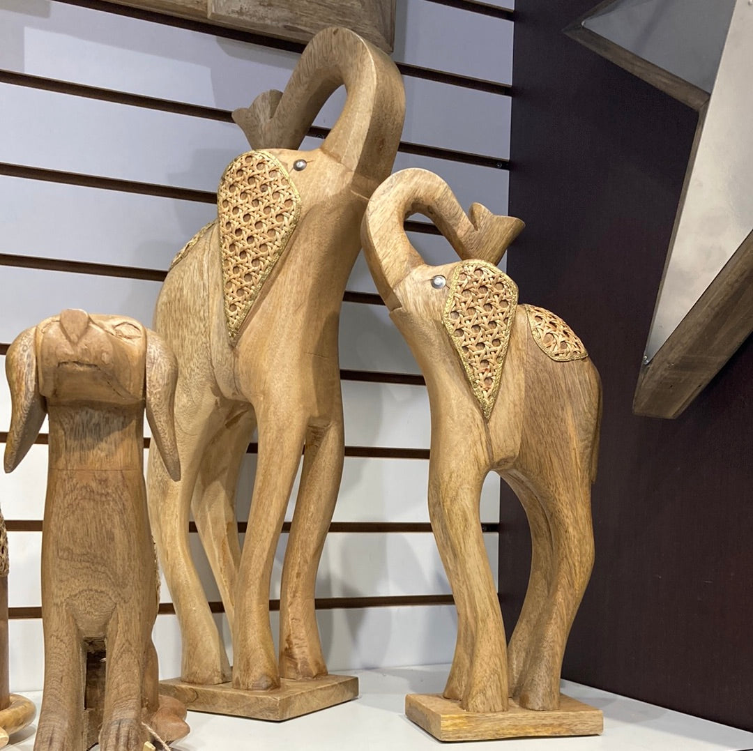 Set of 2 Mango wood Elephants