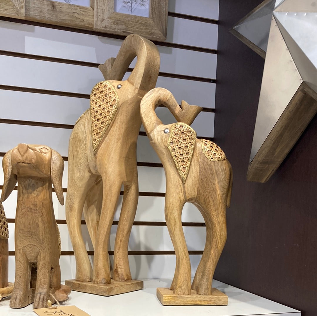 Set of 2 Mango wood Elephants