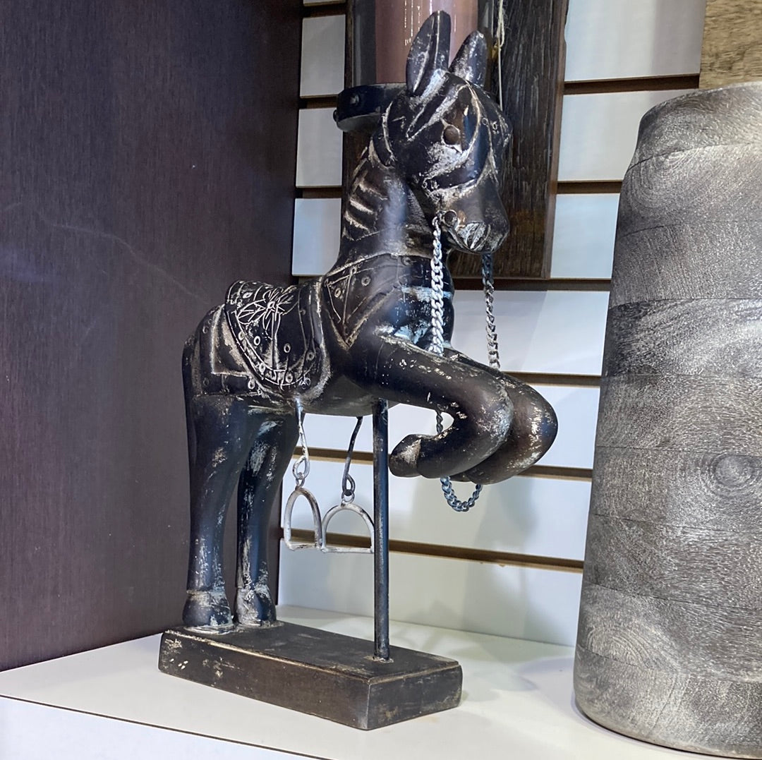 Decorative Mango Wood Horse on Stand