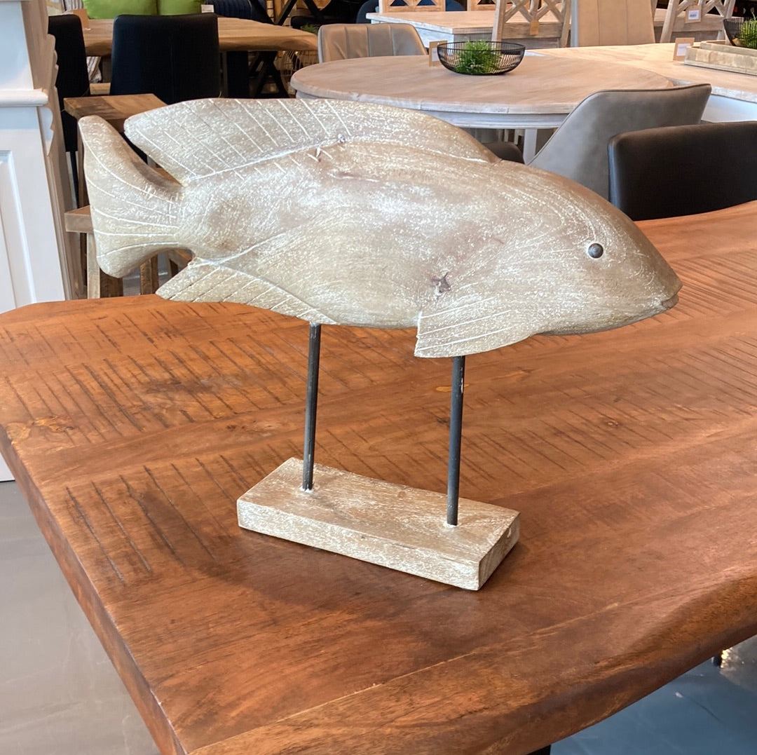 Large Distressed White Fish on Stand