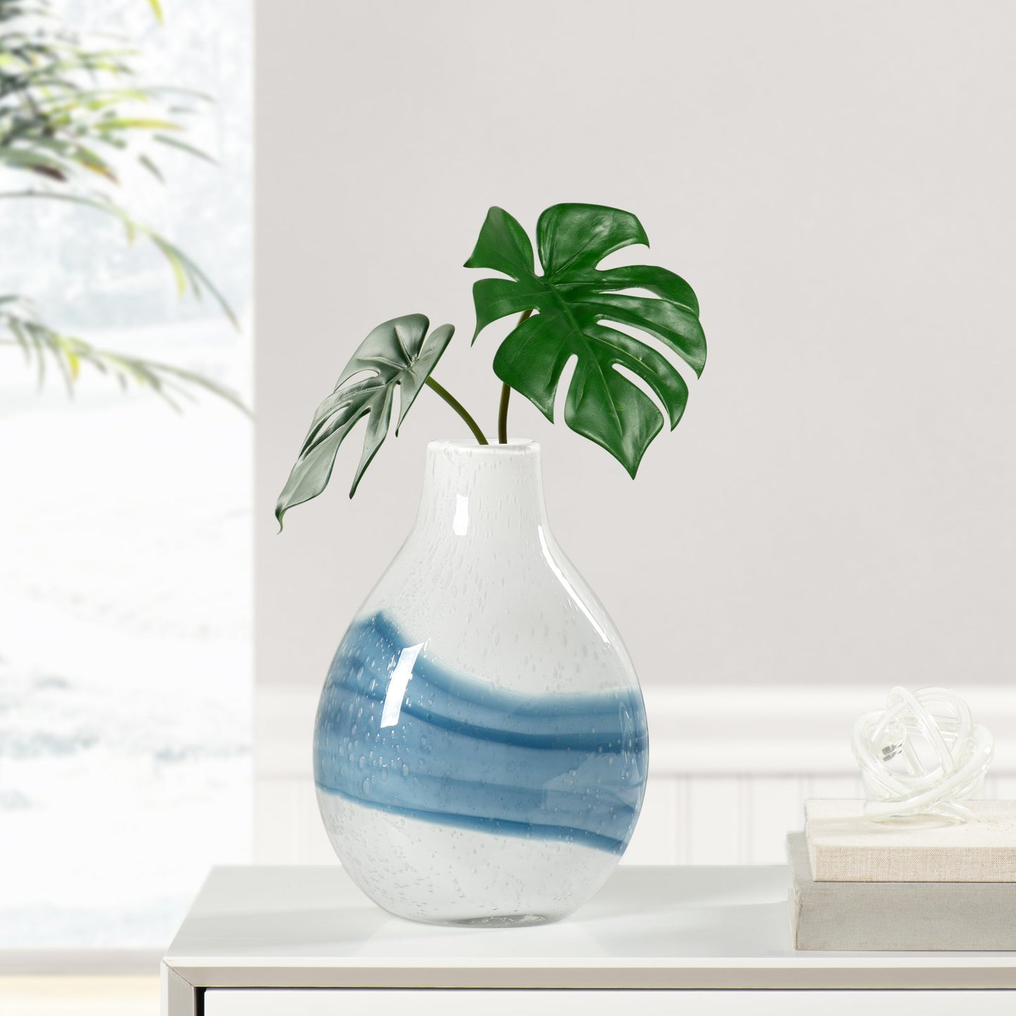 Andrea Swirl Glass Bulb Vase - White