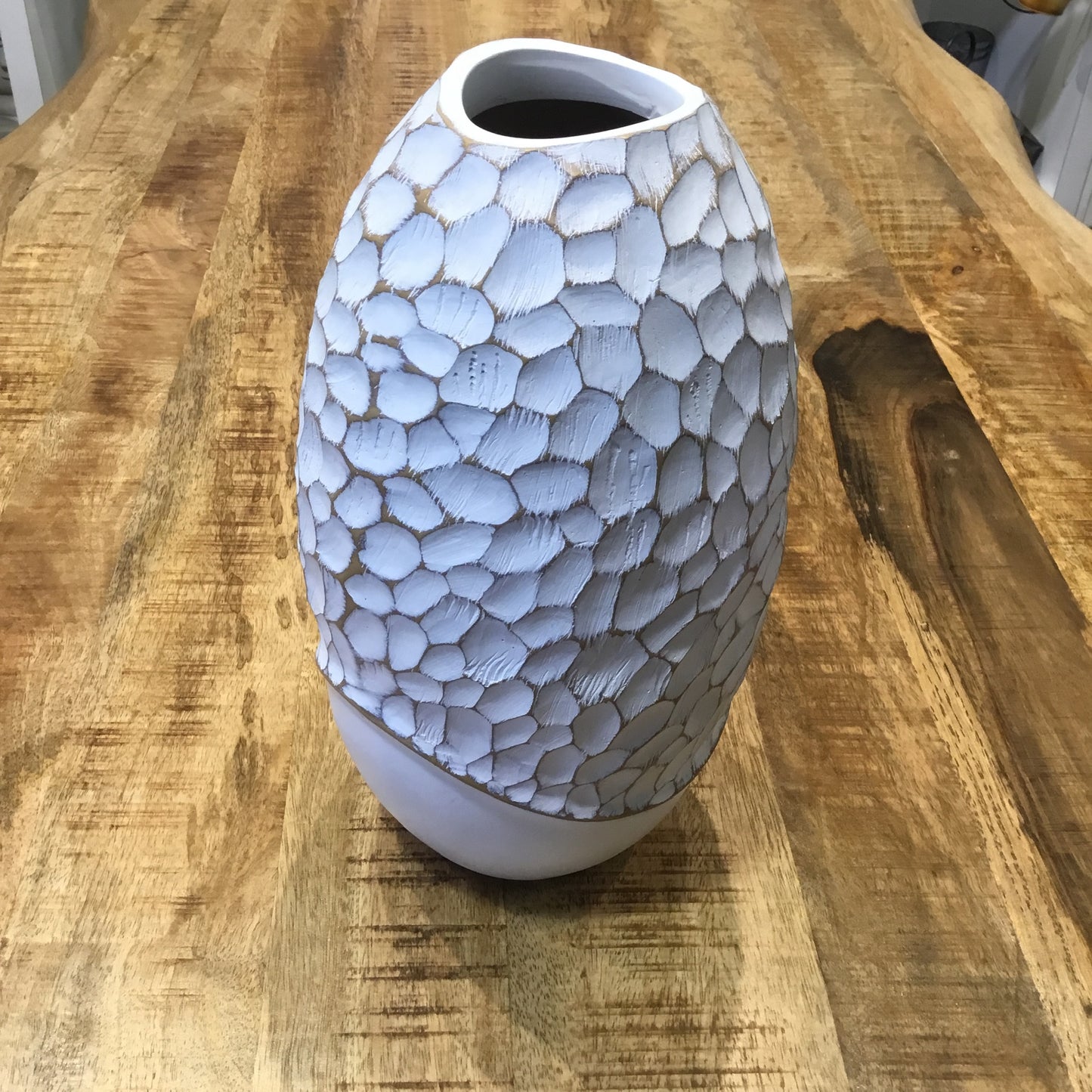 Small Chipped White Polyresin Vase