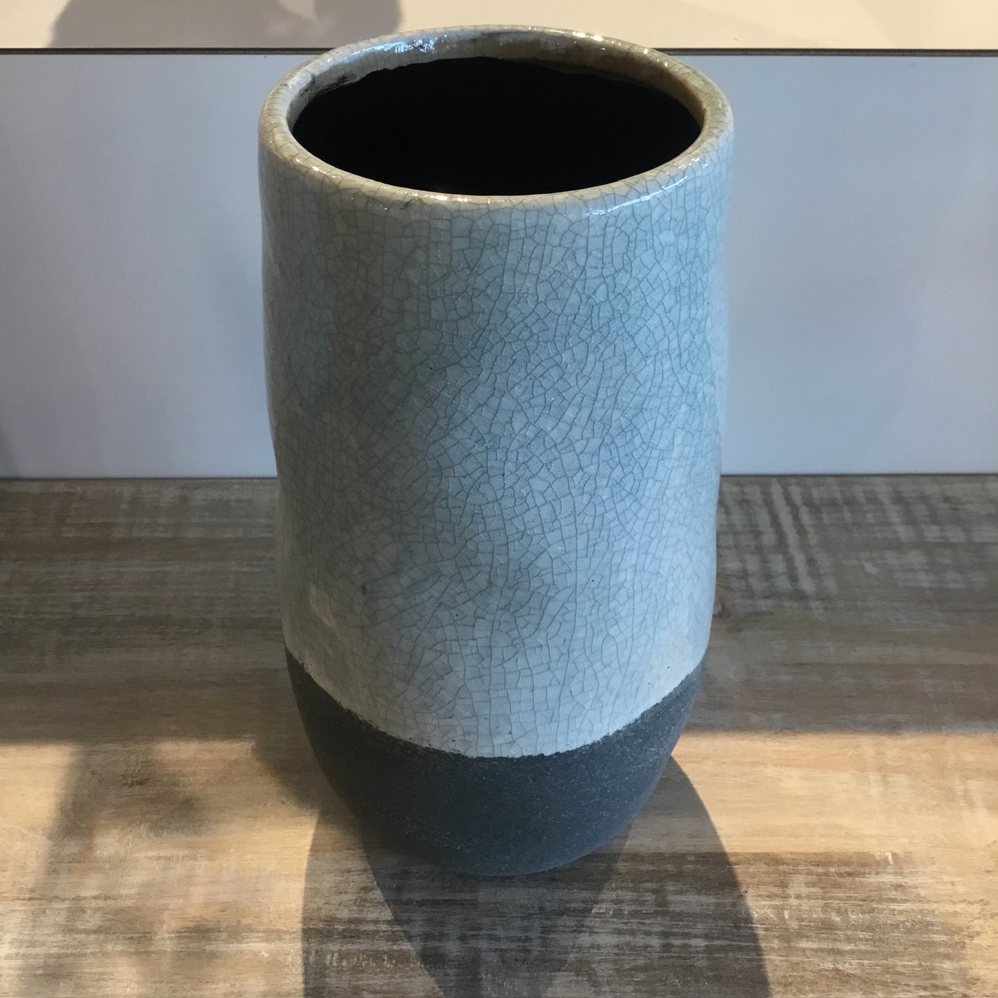 Corsica Ceramic Crackle 2 Tone Vase - Celadon Blue