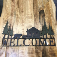 Cabin in the Woods Metal Welcome Wall Art