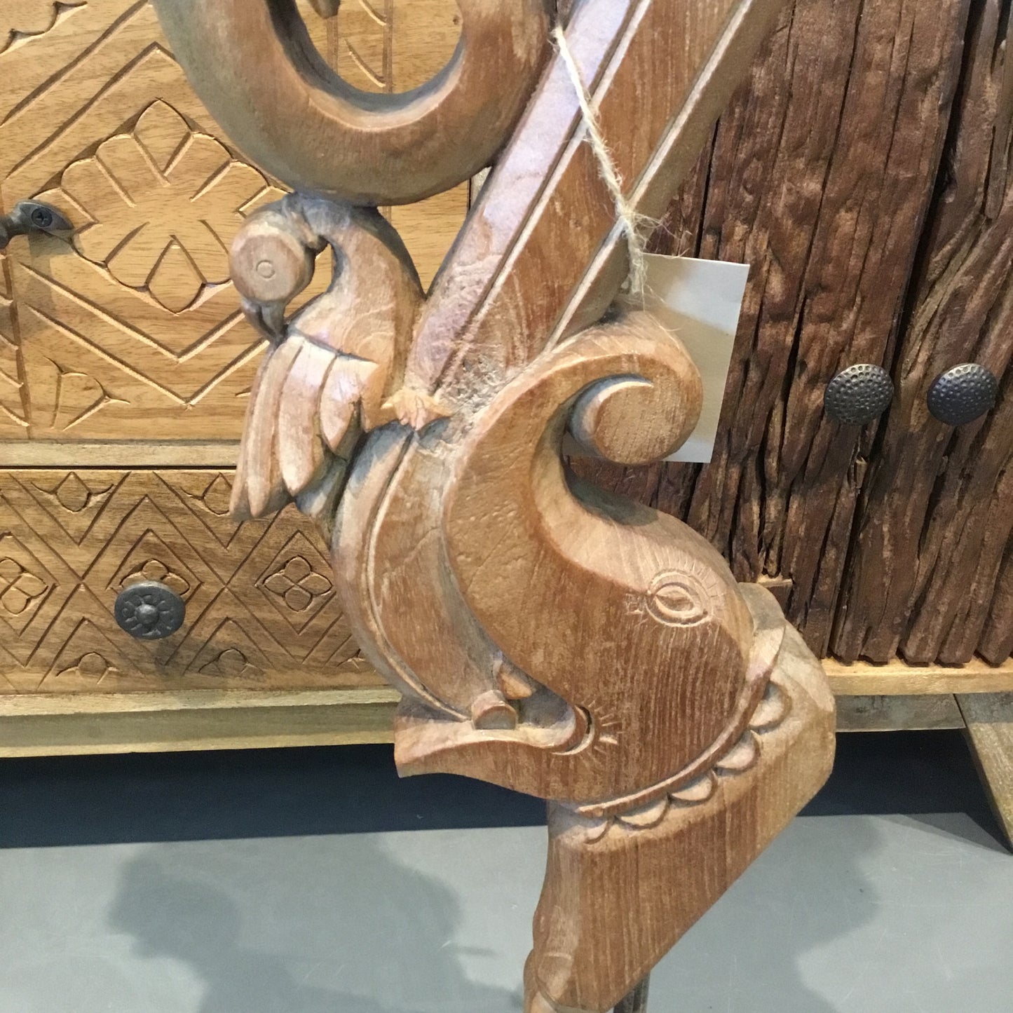 Wooden elephant on Metal Stand
