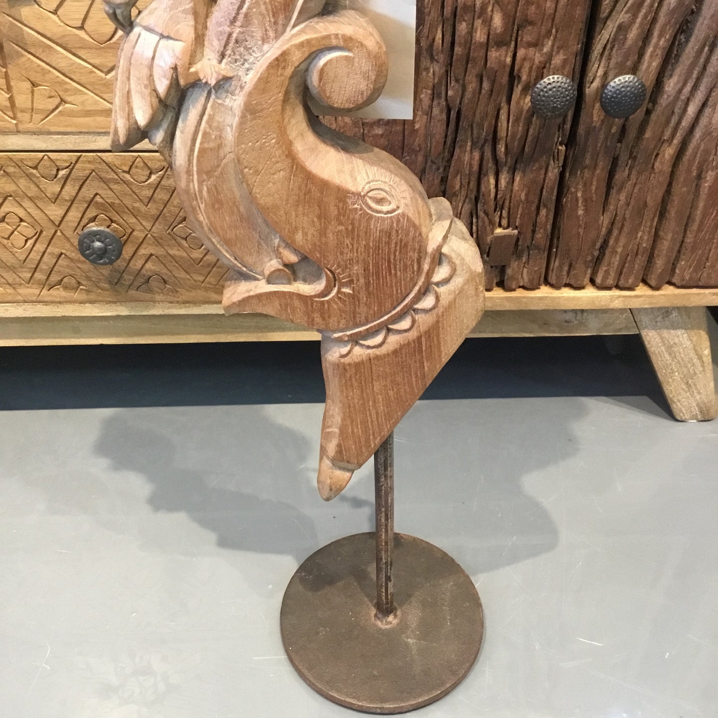 Wooden elephant on Metal Stand