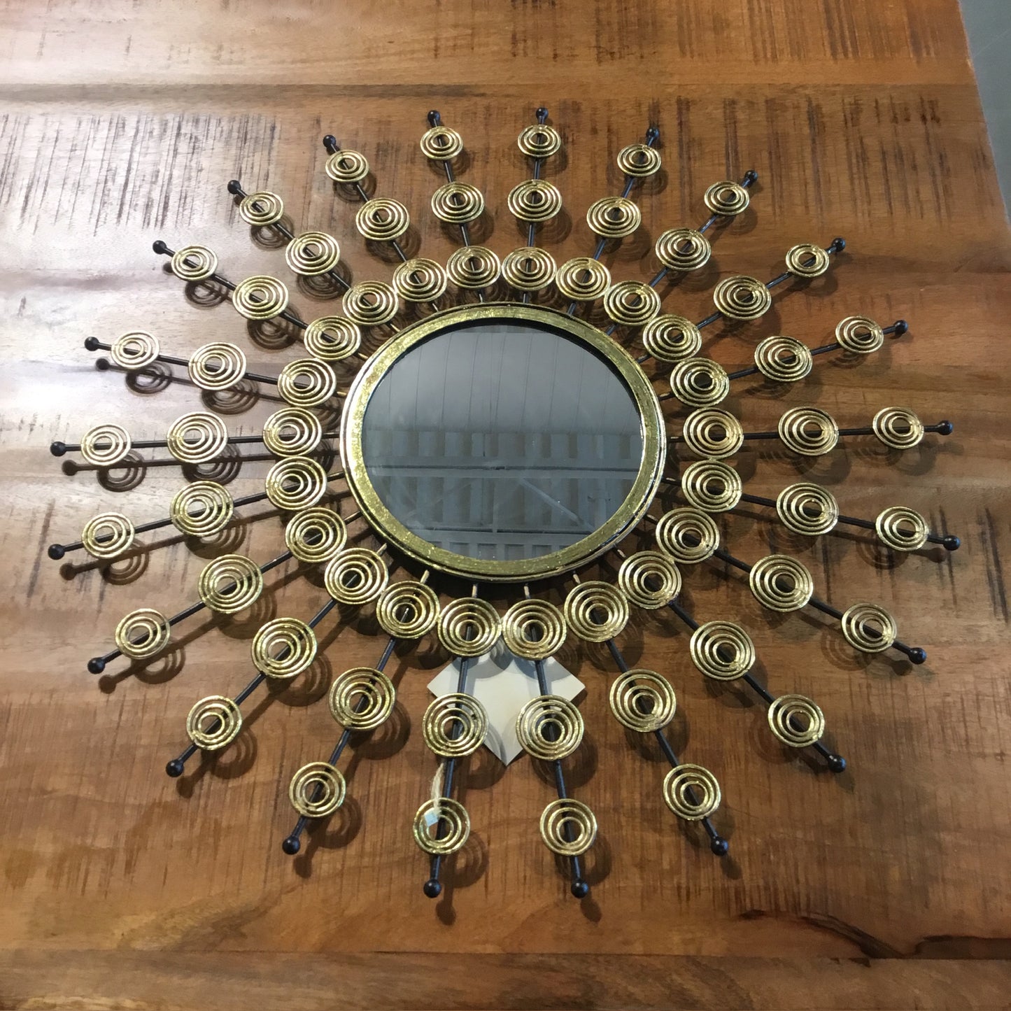 Oceano brass round wall mirror