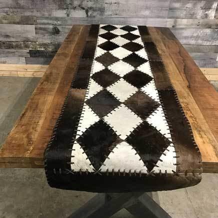 Wide 8 long cowhide table runner