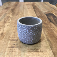 Grey and White Raised Flower Patterned Planter
