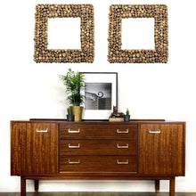 Load image into Gallery viewer, Zuri square teak wood wall mirror
