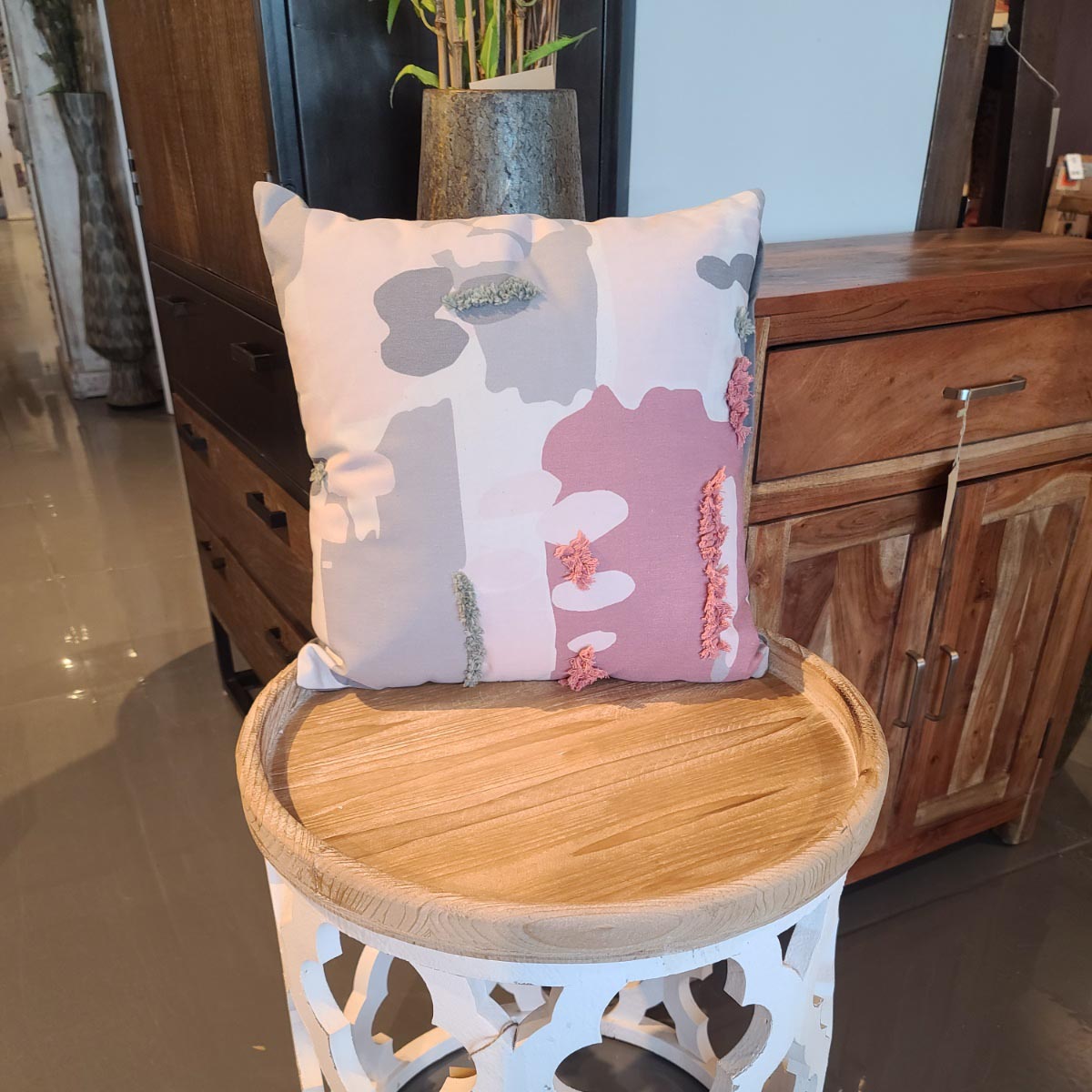 Grey and Pink 16 x 16 pillow Cover