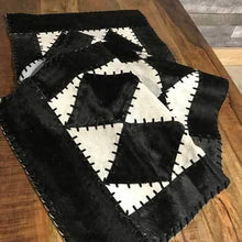 Load image into Gallery viewer, Wide 6 long cowhide table runner - BLACK AND WHITE
