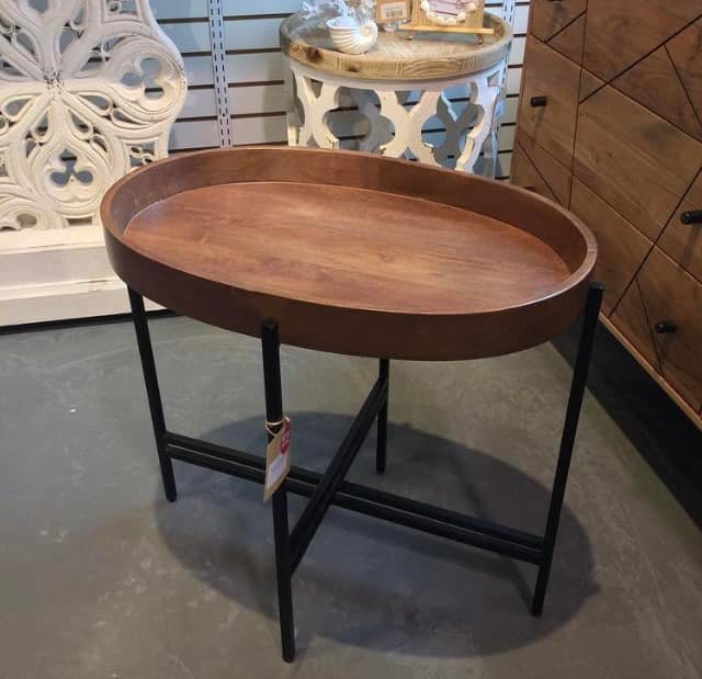 Oval Mango Wood End Table