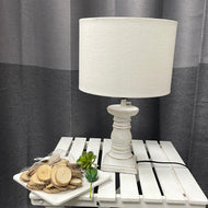Short White Wash Candlestick Table lamp