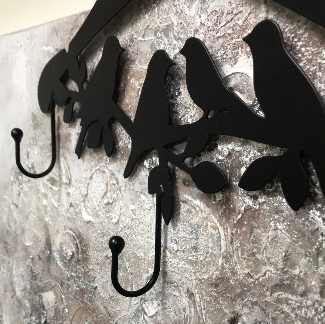 Birds on the Branch Wall Mounted Coat Hanger with 3 Hooks
