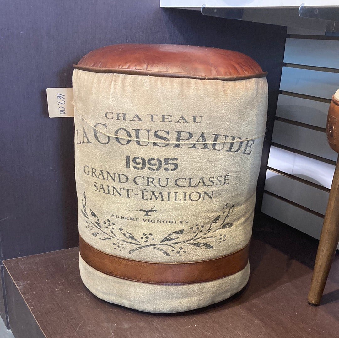 Chateau La Coupaud 1995 Leather and Canvas Ottoman