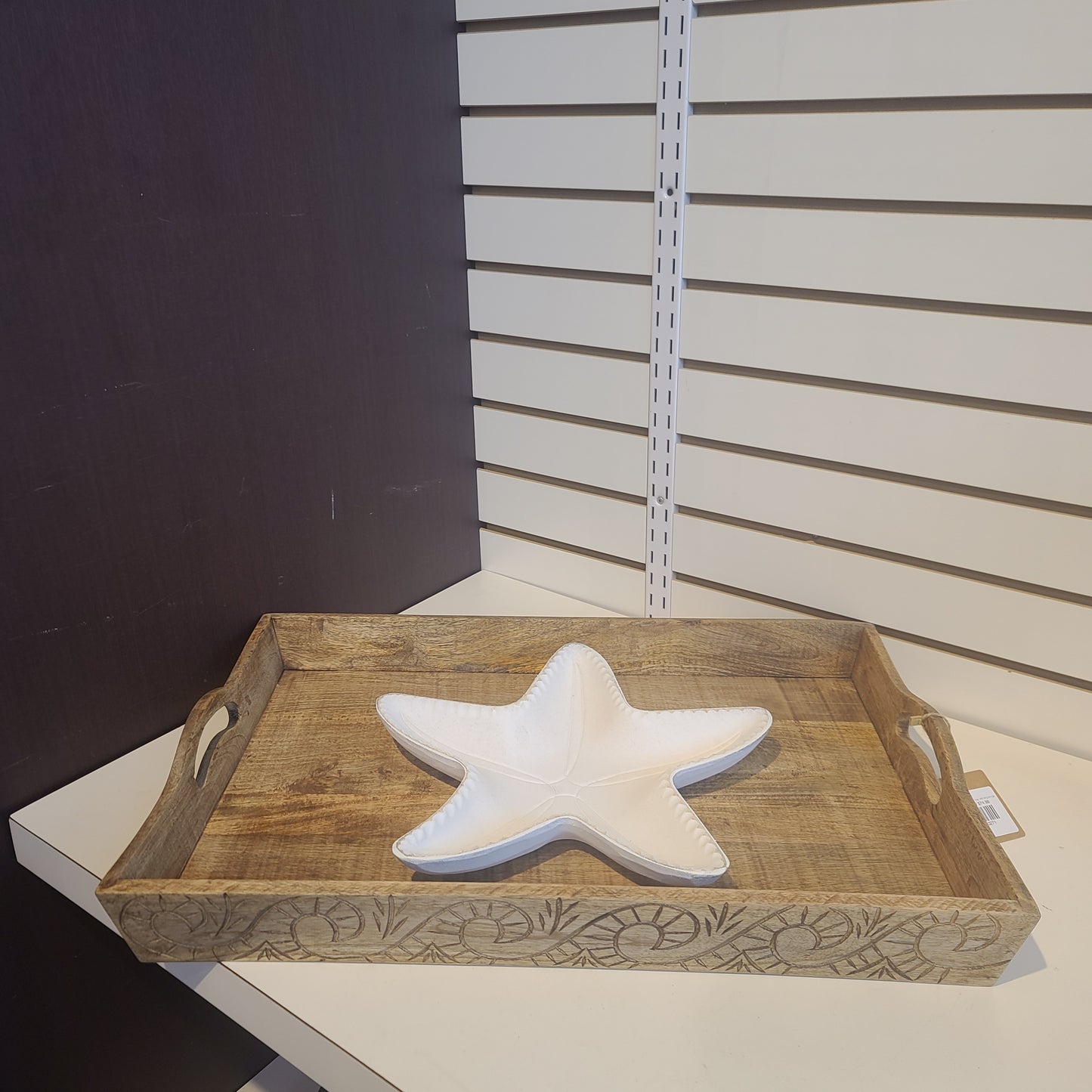 Small decorative hand carved Mango Wood tray