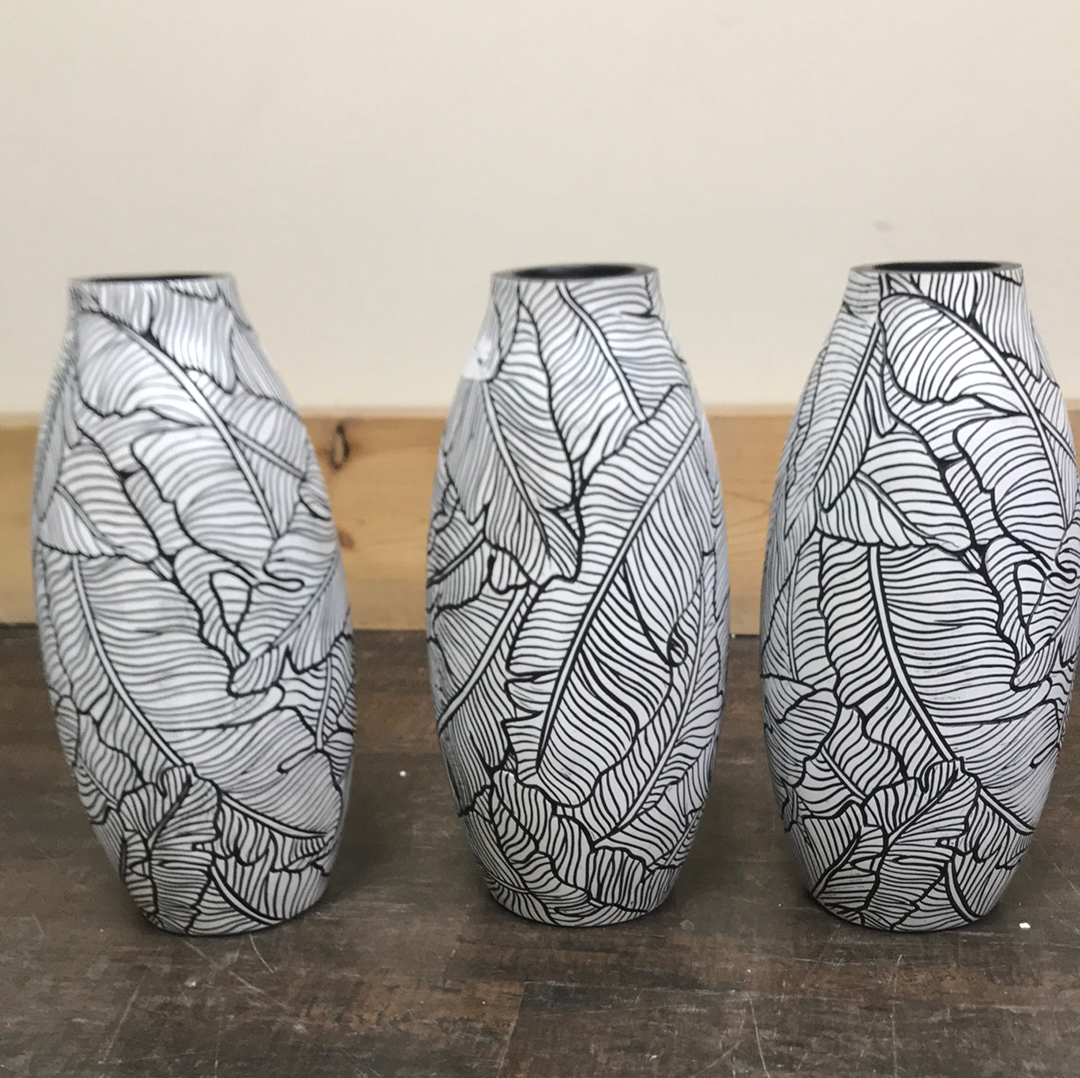 White and Black tall Vase