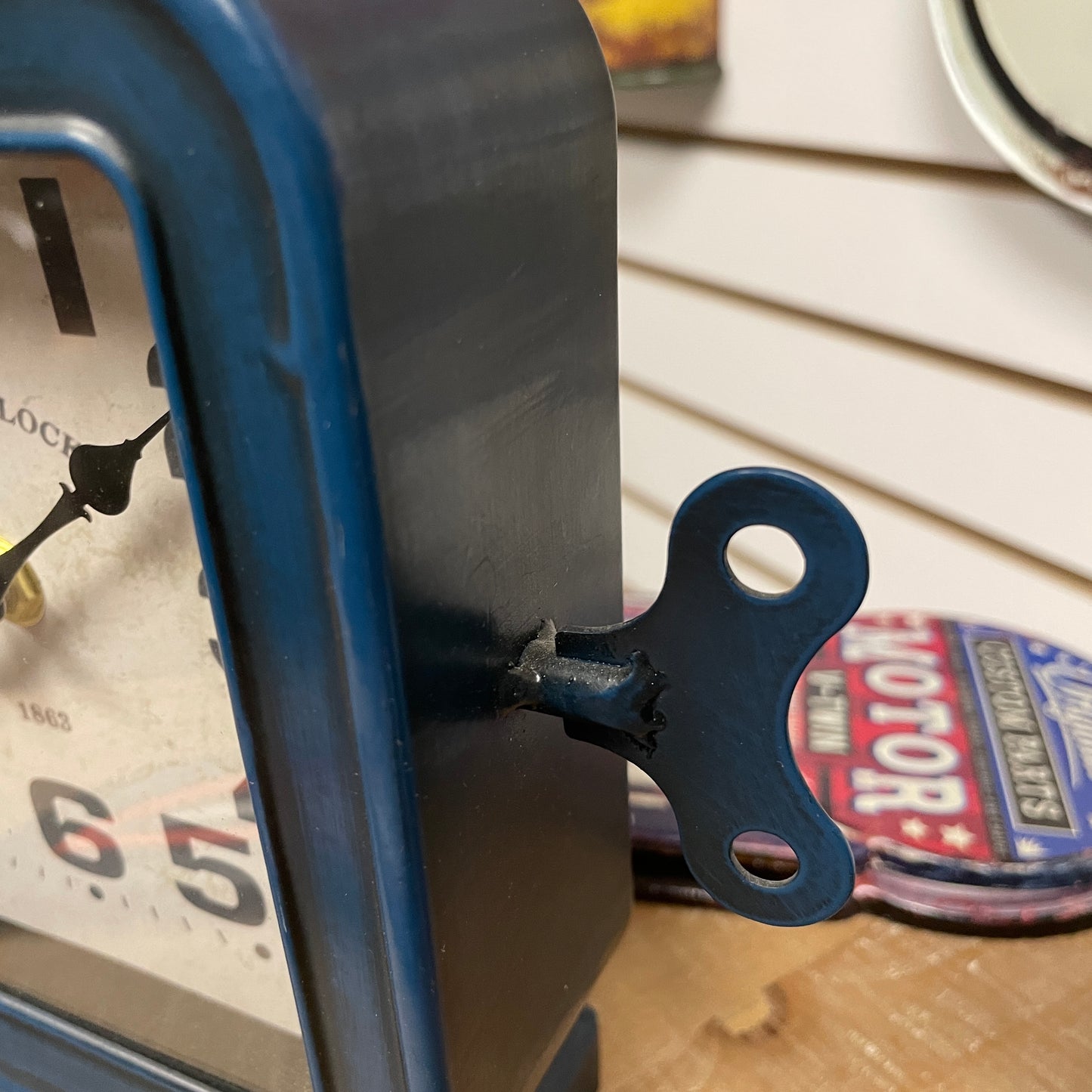 Blue Square Hanging Alarm Clock