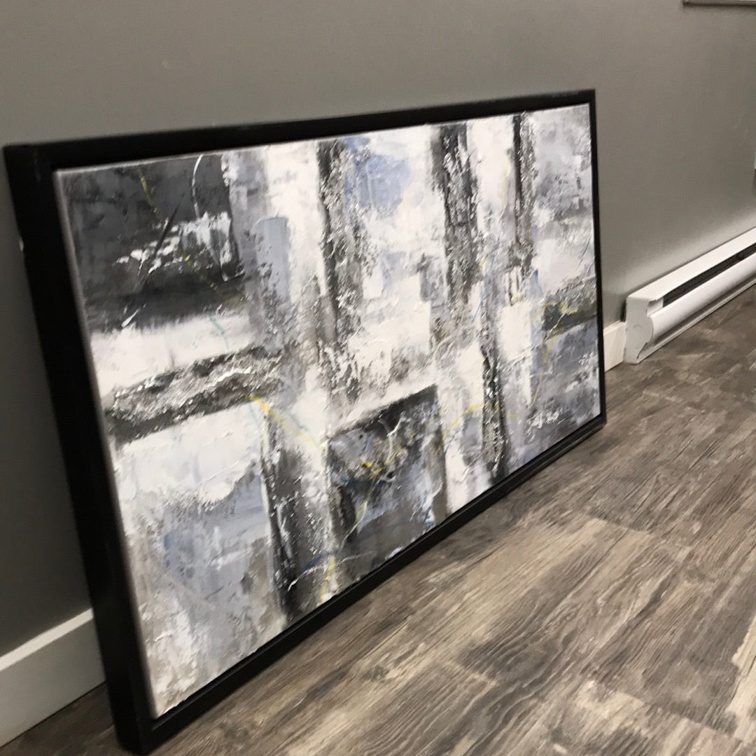 Black framed Dark Grey tones painting