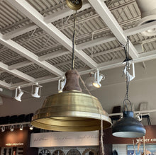 Load image into Gallery viewer, Large Iron and mango wood ceiling lamp
