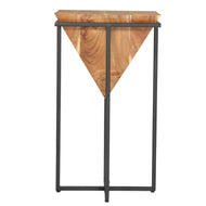 Pyramid Shape Acacia Wood End Table (26in)