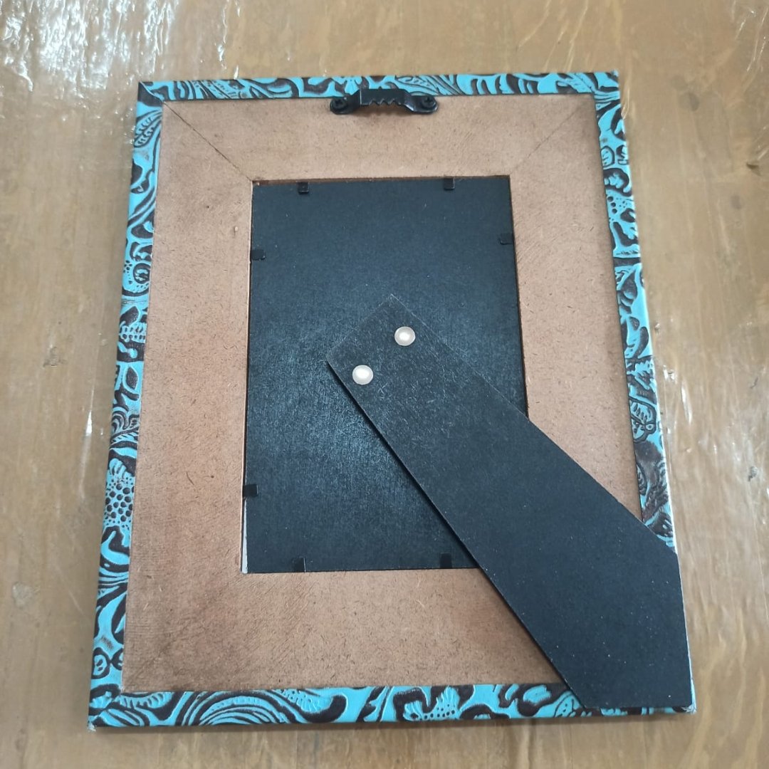 Turquoise leather embossed photo Frame - Wicker Emporium