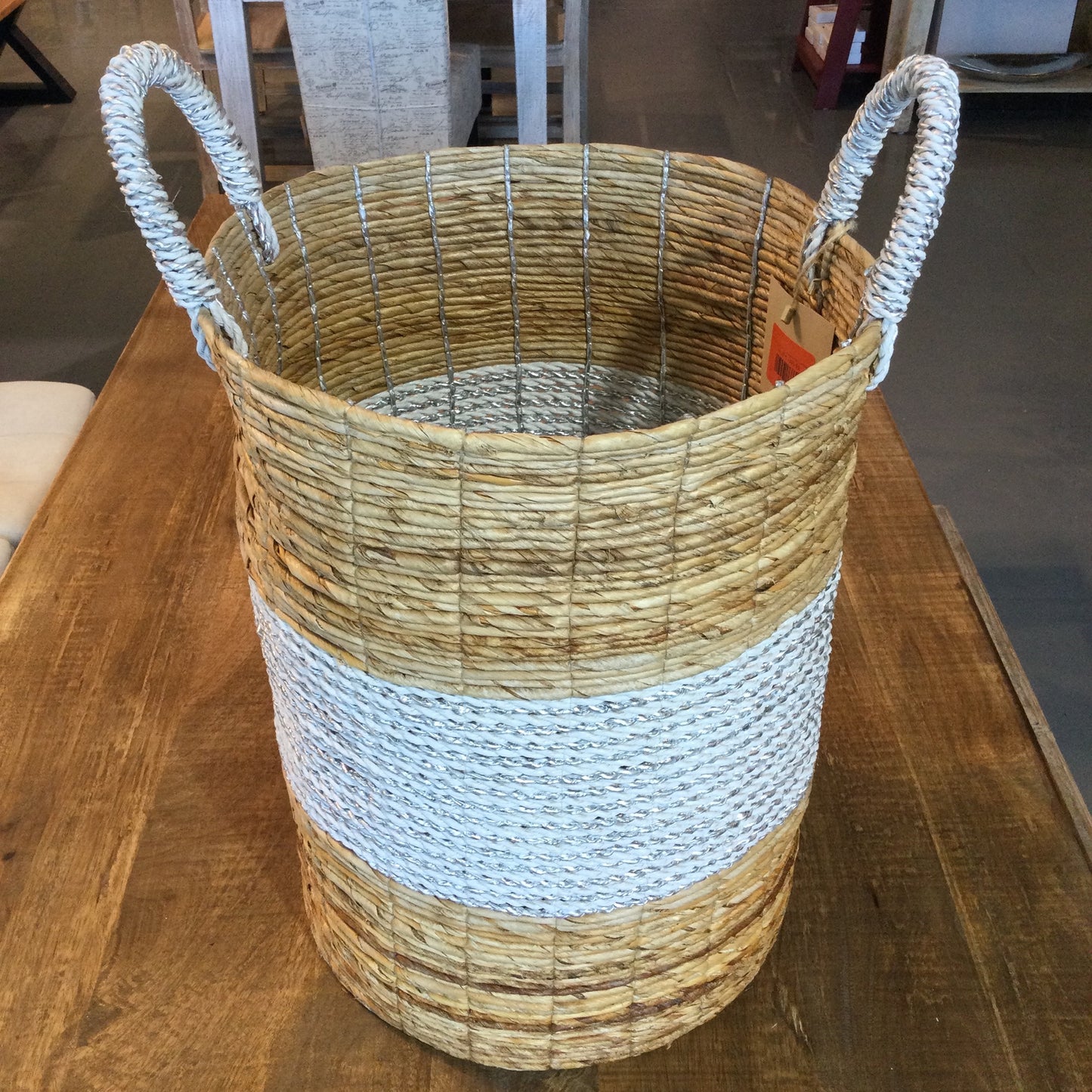 White and silver belly Seagrass storage Baskets